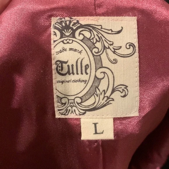 Tulle short sleeved black blazer, Large - Picture 3 of 9